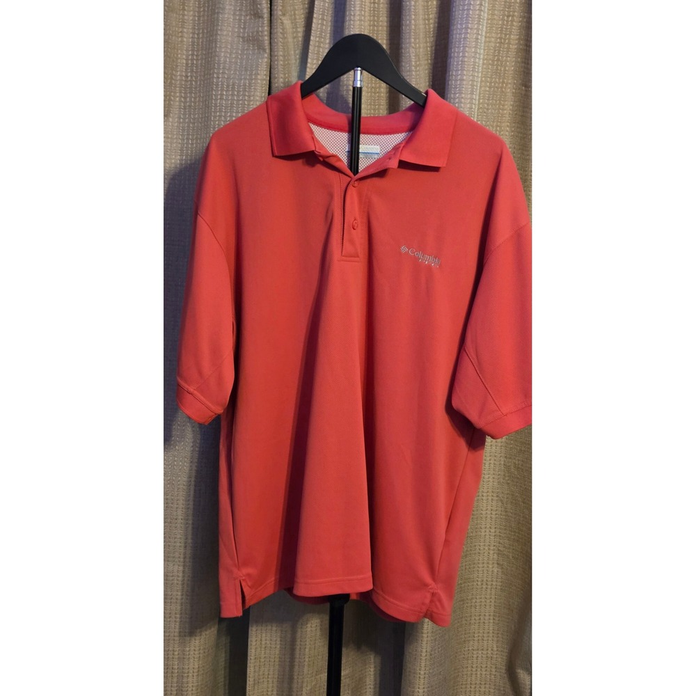 Columbia PFG Short Sleeve Vinted Polo Shirt Mens Size Large Pink Red Omni-Shade